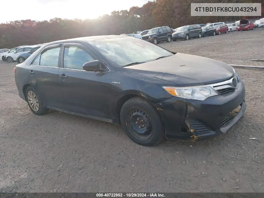 2012 Toyota Camry Hybrid Le VIN: 4T1BD1FK8CU043294 Lot: 40722952