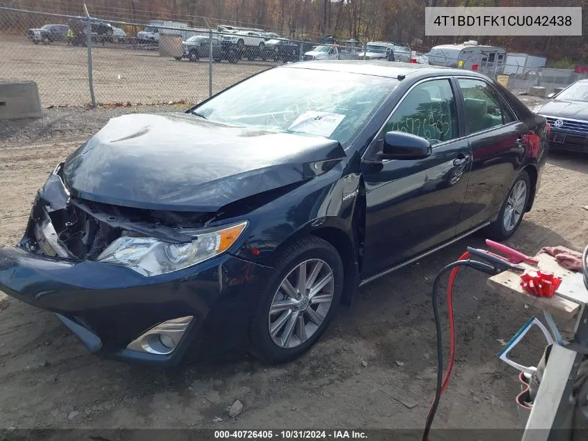 2012 Toyota Camry Hybrid Xle VIN: 4T1BD1FK1CU042438 Lot: 40726405