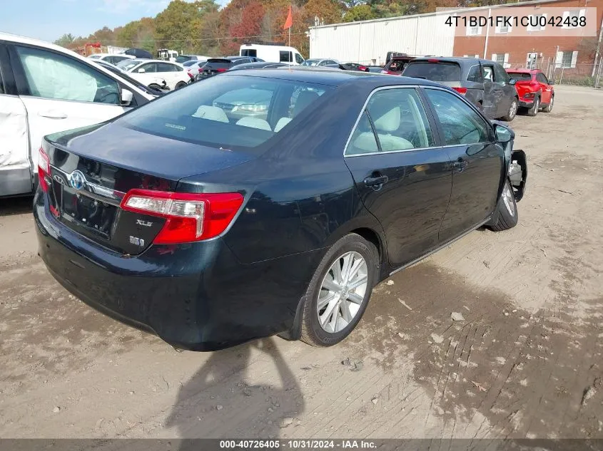 2012 Toyota Camry Hybrid Xle VIN: 4T1BD1FK1CU042438 Lot: 40726405