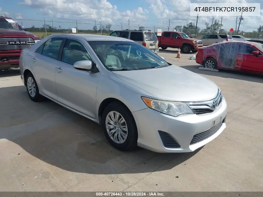 2012 Toyota Camry Le VIN: 4T4BF1FK7CR195857 Lot: 40726443