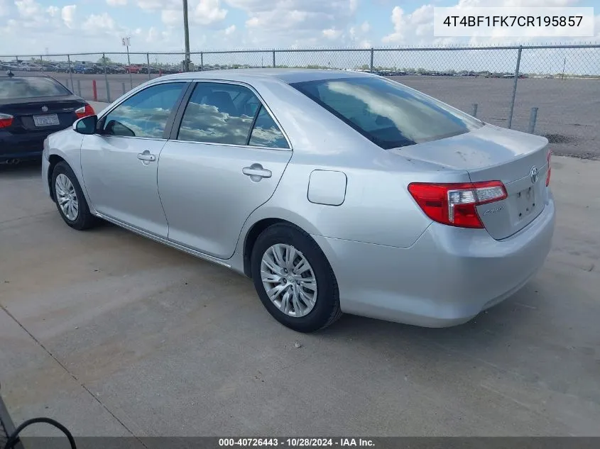 4T4BF1FK7CR195857 2012 Toyota Camry Le