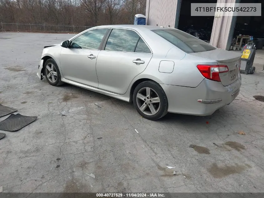 2012 Toyota Camry Se VIN: 4T1BF1FK5CU542273 Lot: 40727529