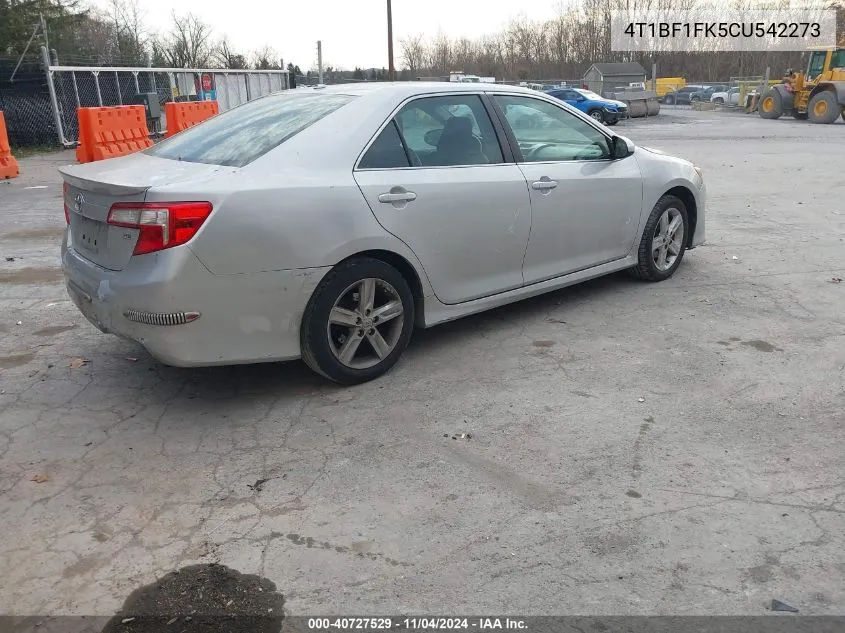 2012 Toyota Camry Se VIN: 4T1BF1FK5CU542273 Lot: 40727529