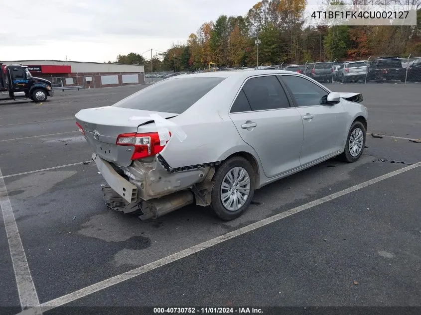 4T1BF1FK4CU002127 2012 Toyota Camry Le