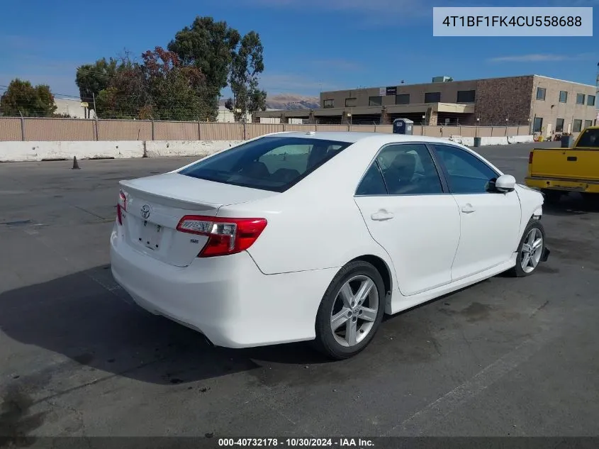 2012 Toyota Camry Se VIN: 4T1BF1FK4CU558688 Lot: 40732178