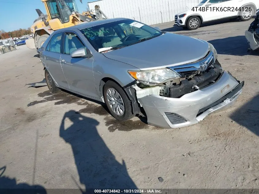 2012 Toyota Camry Le VIN: 4T4BF1FK6CR244126 Lot: 40734842