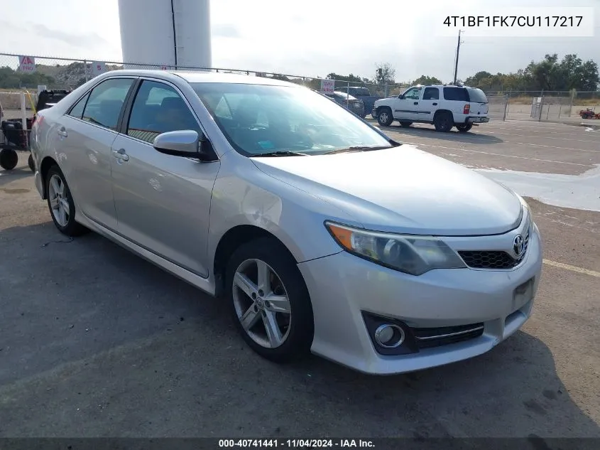 2012 Toyota Camry Se VIN: 4T1BF1FK7CU117217 Lot: 40741441