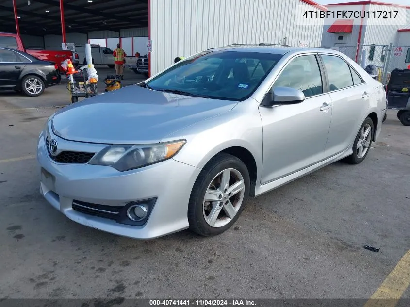 2012 Toyota Camry Se VIN: 4T1BF1FK7CU117217 Lot: 40741441