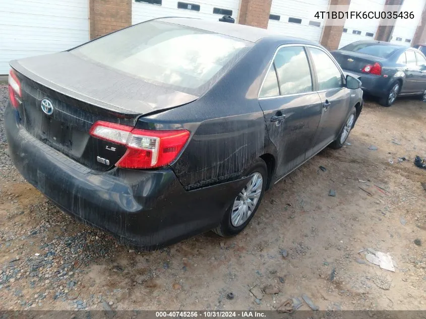 2012 Toyota Camry Hybrid Le VIN: 4T1BD1FK6CU035436 Lot: 40745256