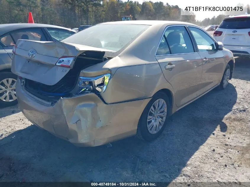 4T1BF1FK8CU001475 2012 Toyota Camry Le