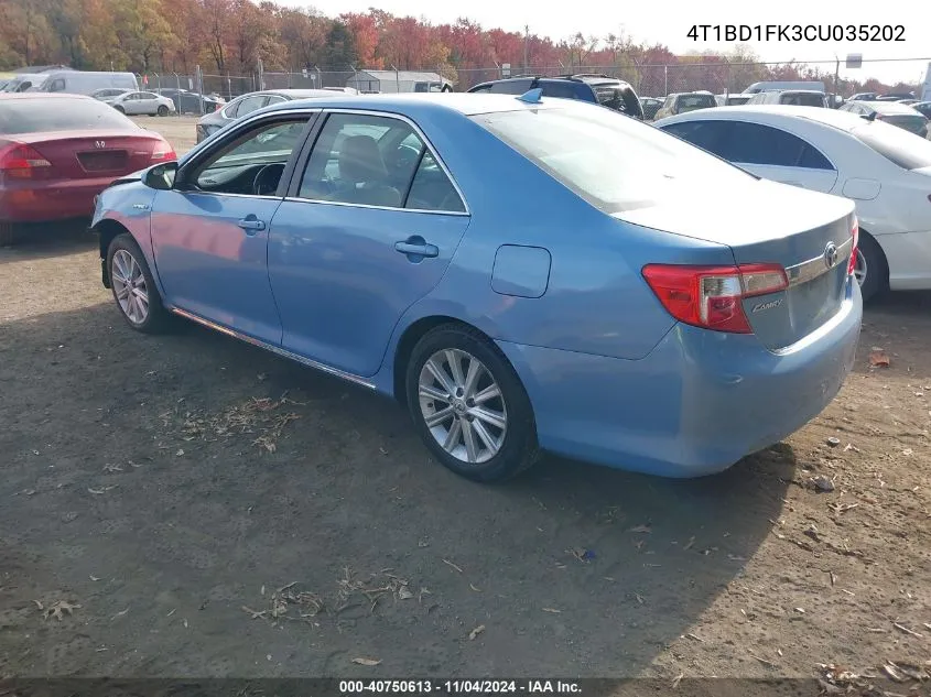 2012 Toyota Camry Hybrid Xle VIN: 4T1BD1FK3CU035202 Lot: 40750613