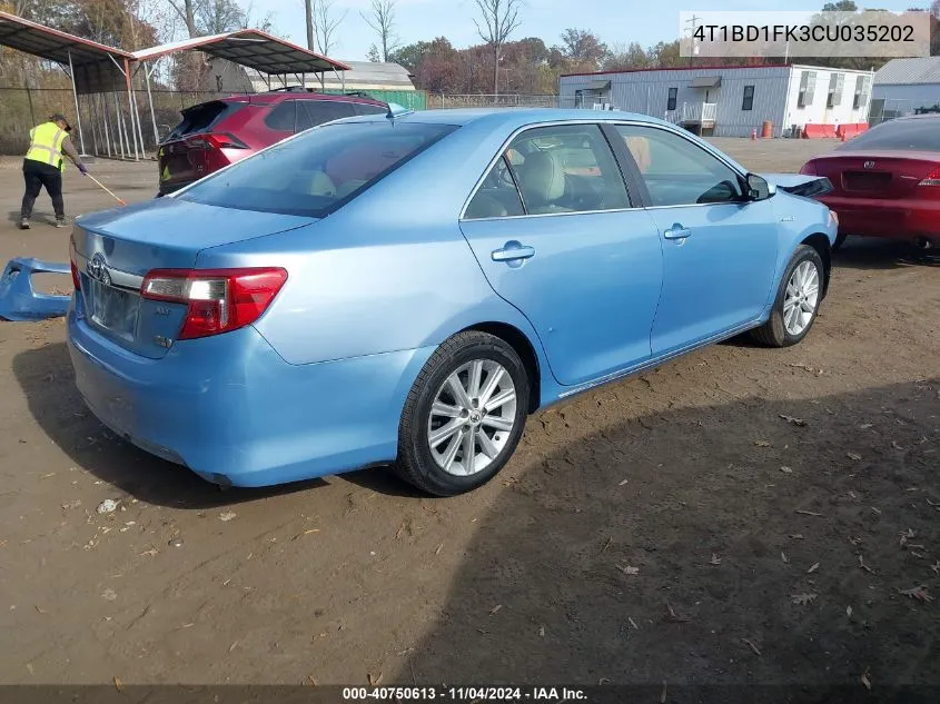 2012 Toyota Camry Hybrid Xle VIN: 4T1BD1FK3CU035202 Lot: 40750613