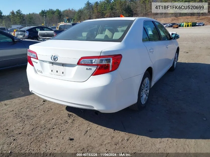 2012 Toyota Camry Le VIN: 4T1BF1FK6CU520699 Lot: 40753226