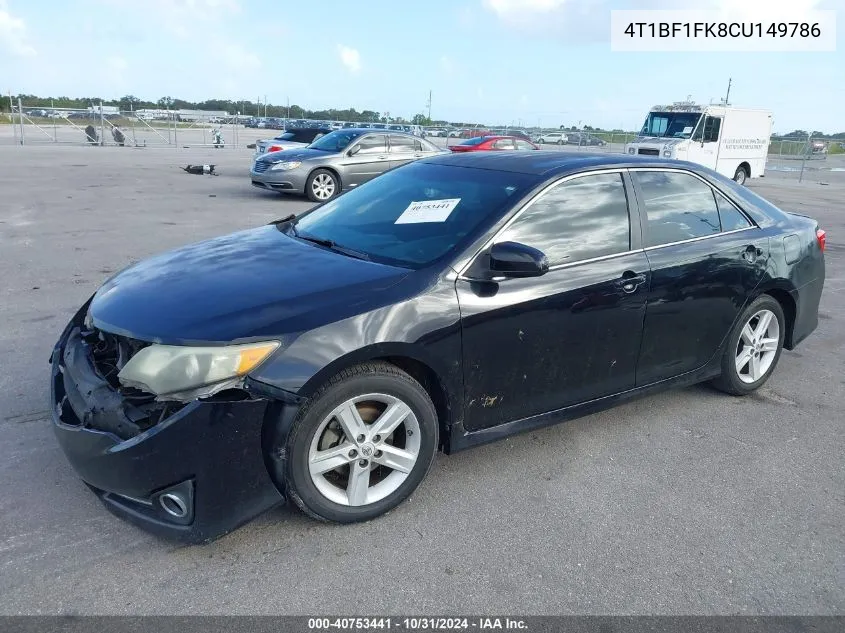 2012 Toyota Camry Se VIN: 4T1BF1FK8CU149786 Lot: 40753441