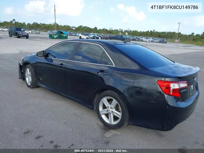 2012 Toyota Camry Se VIN: 4T1BF1FK8CU149786 Lot: 40753441