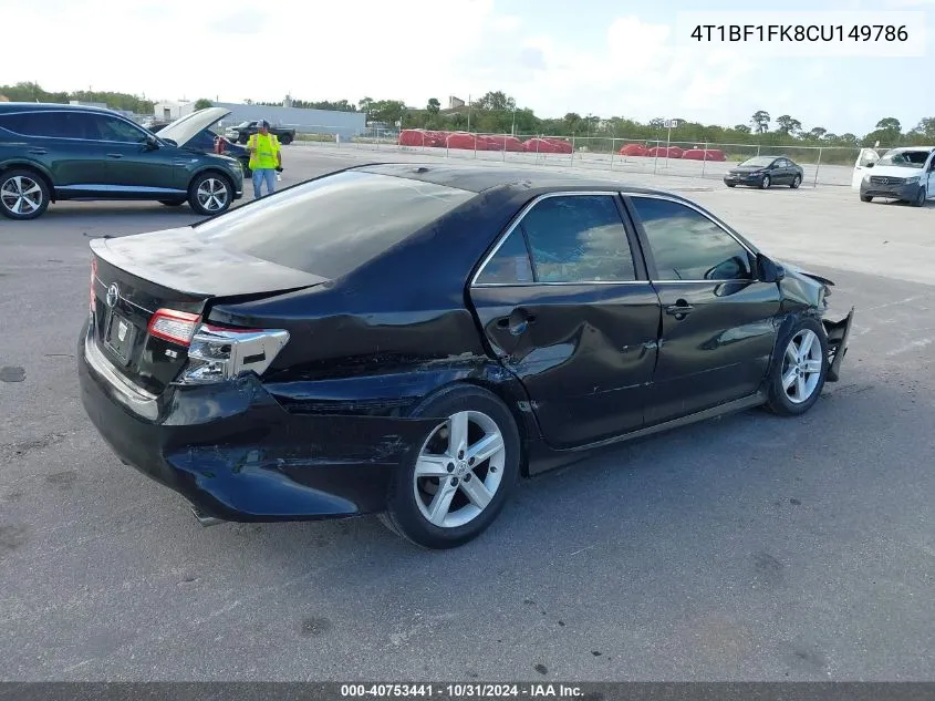 2012 Toyota Camry Se VIN: 4T1BF1FK8CU149786 Lot: 40753441