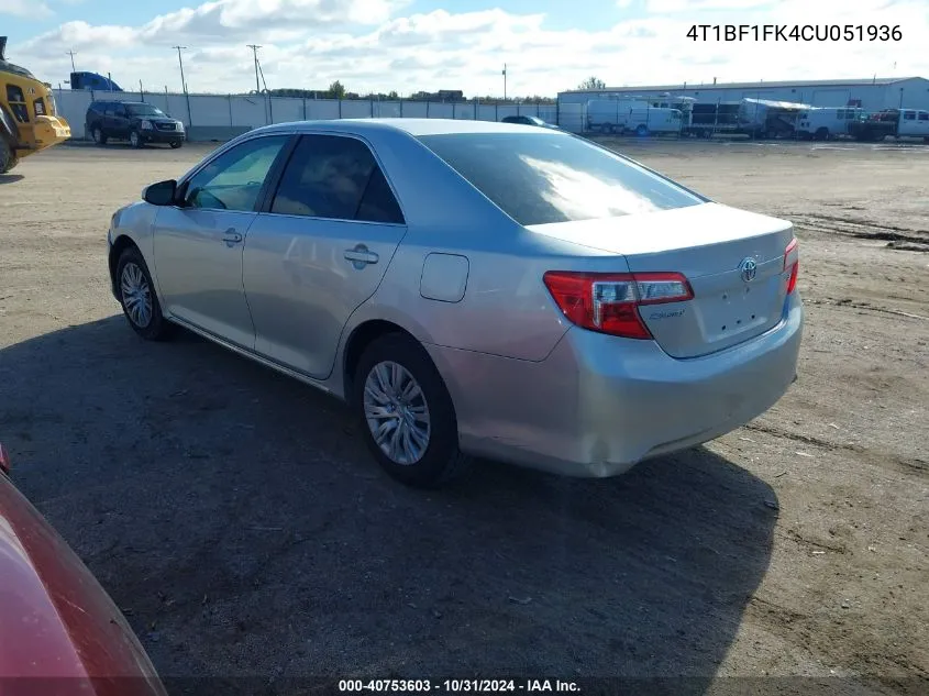 4T1BF1FK4CU051936 2012 Toyota Camry Le