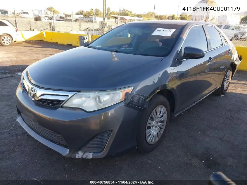 2012 Toyota Camry Le VIN: 4T1BF1FK4CU001179 Lot: 40756854