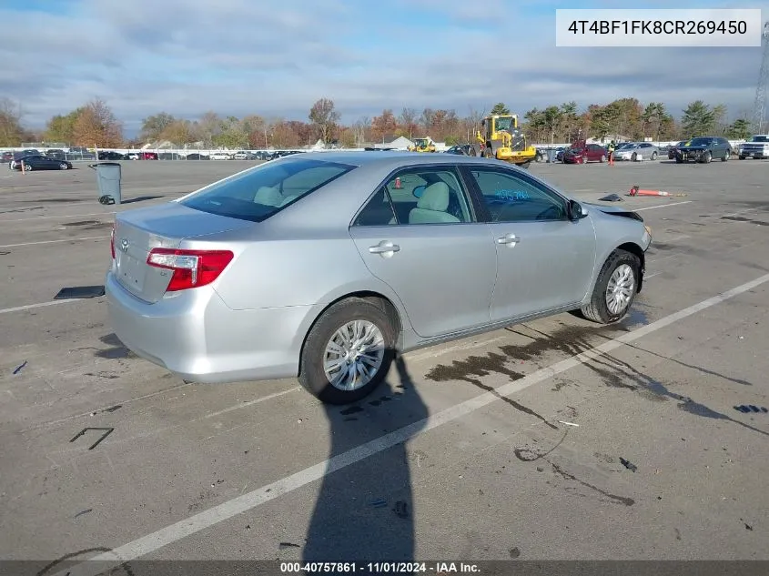 4T4BF1FK8CR269450 2012 Toyota Camry Le