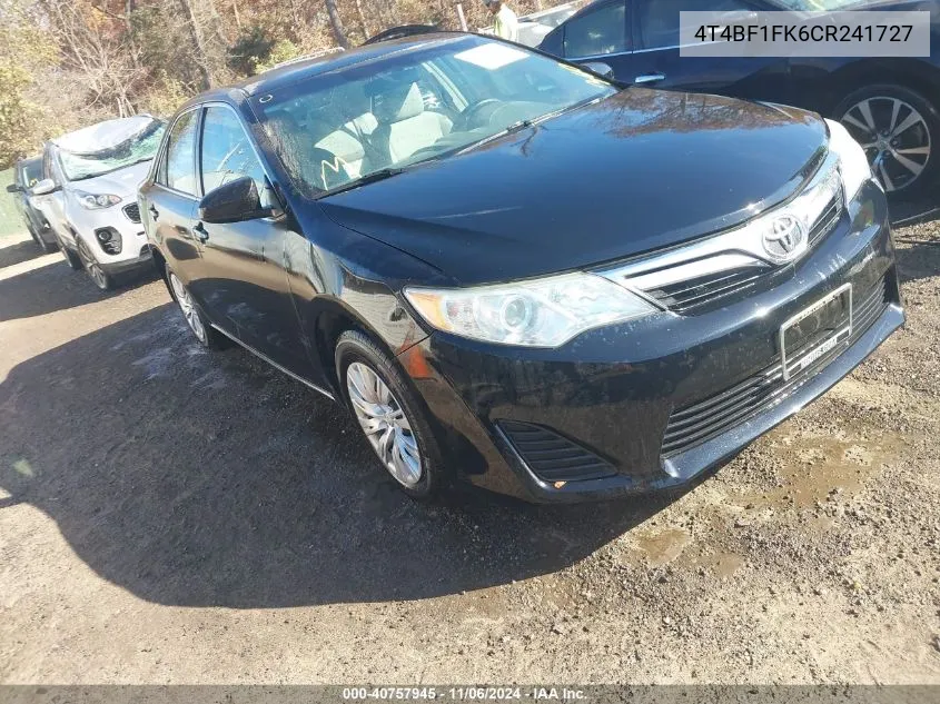 2012 Toyota Camry Le VIN: 4T4BF1FK6CR241727 Lot: 40757945