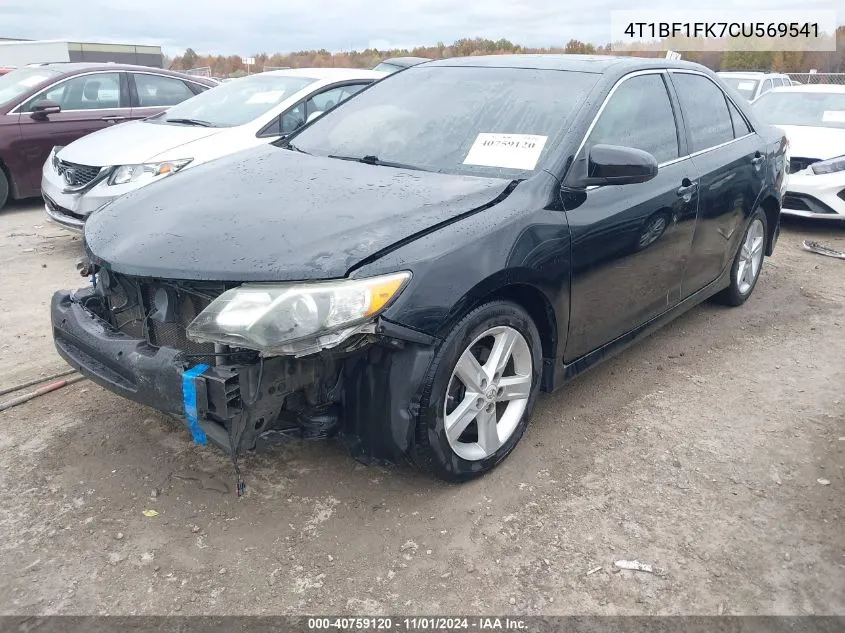 2012 Toyota Camry Se VIN: 4T1BF1FK7CU569541 Lot: 40759120