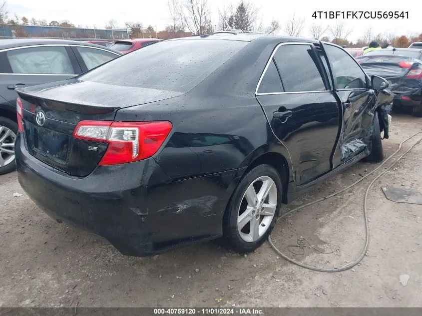 2012 Toyota Camry Se VIN: 4T1BF1FK7CU569541 Lot: 40759120