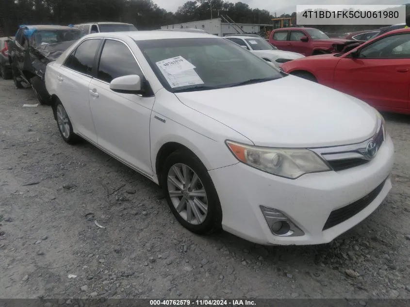 2012 Toyota Camry Hybrid Xle VIN: 4T1BD1FK5CU061980 Lot: 40762579