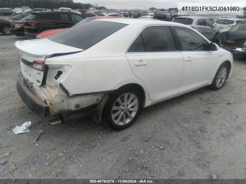 4T1BD1FK5CU061980 2012 Toyota Camry Hybrid Xle