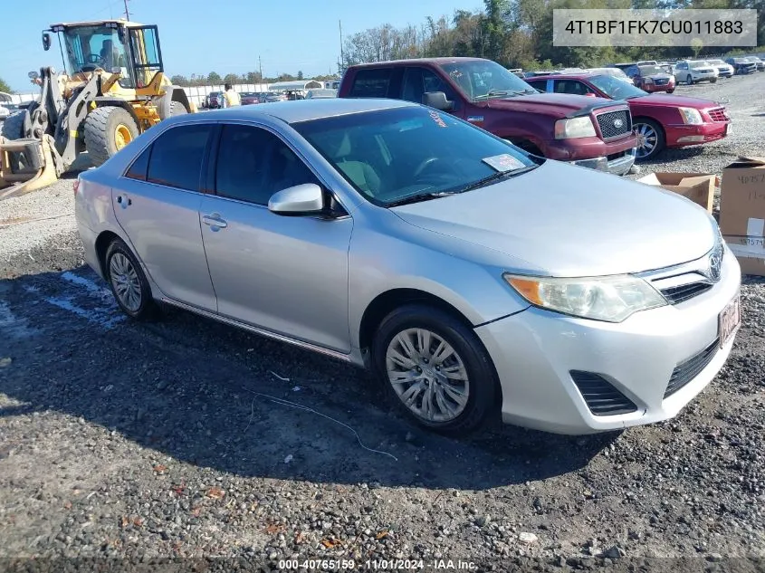 2012 Toyota Camry Le VIN: 4T1BF1FK7CU011883 Lot: 40765159