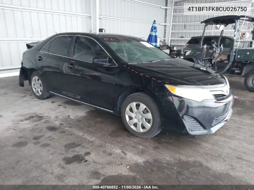 2012 Toyota Camry Le VIN: 4T1BF1FK8CU026750 Lot: 40766852