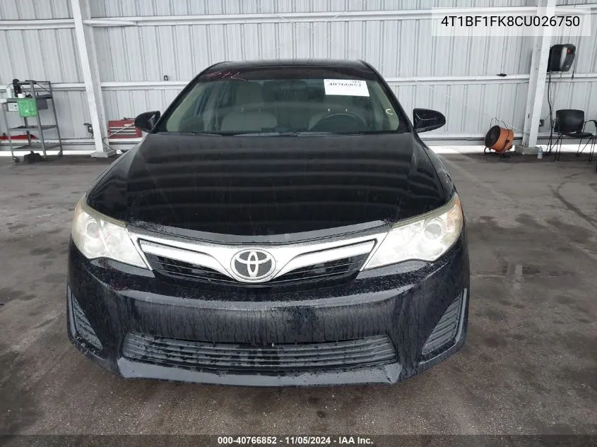 2012 Toyota Camry Le VIN: 4T1BF1FK8CU026750 Lot: 40766852