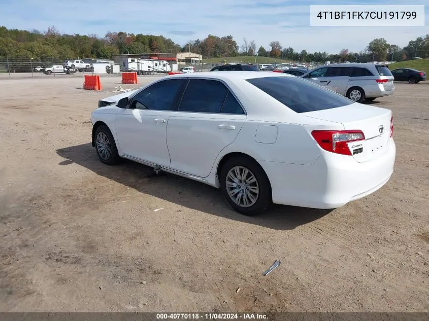 2012 Toyota Camry Le VIN: 4T1BF1FK7CU191799 Lot: 40770118