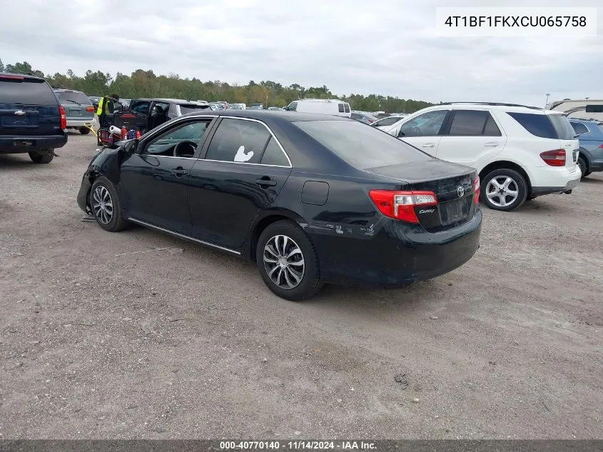 2012 Toyota Camry Le VIN: 4T1BF1FKXCU065758 Lot: 40770140