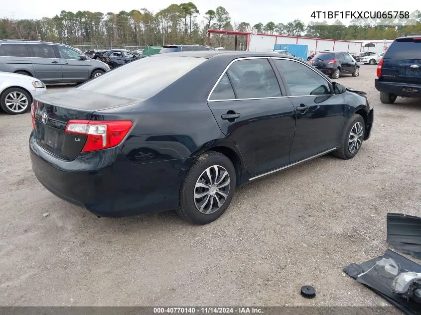 2012 Toyota Camry Le VIN: 4T1BF1FKXCU065758 Lot: 40770140