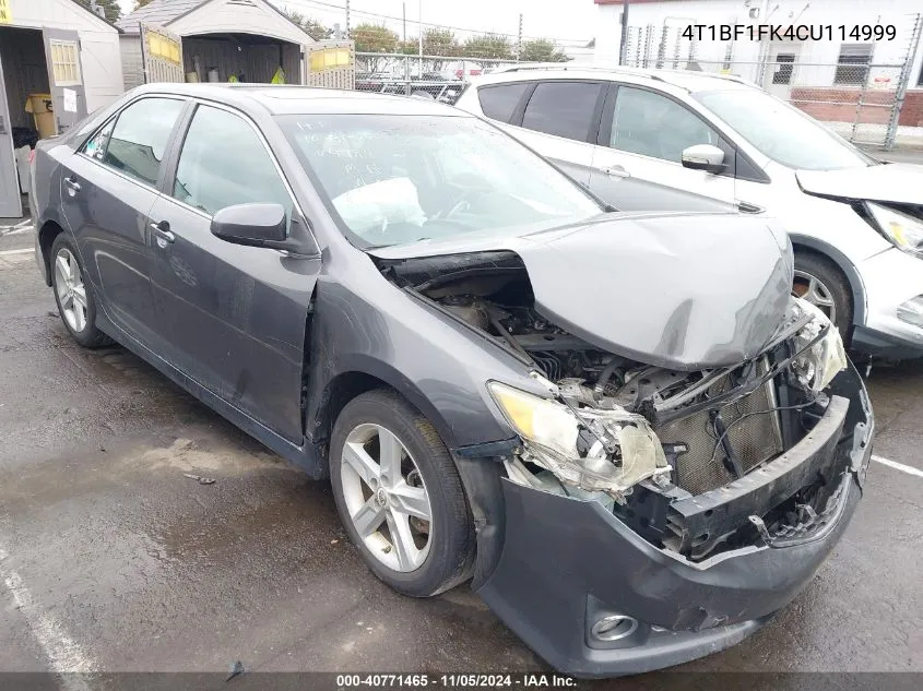 2012 Toyota Camry Se VIN: 4T1BF1FK4CU114999 Lot: 40771465