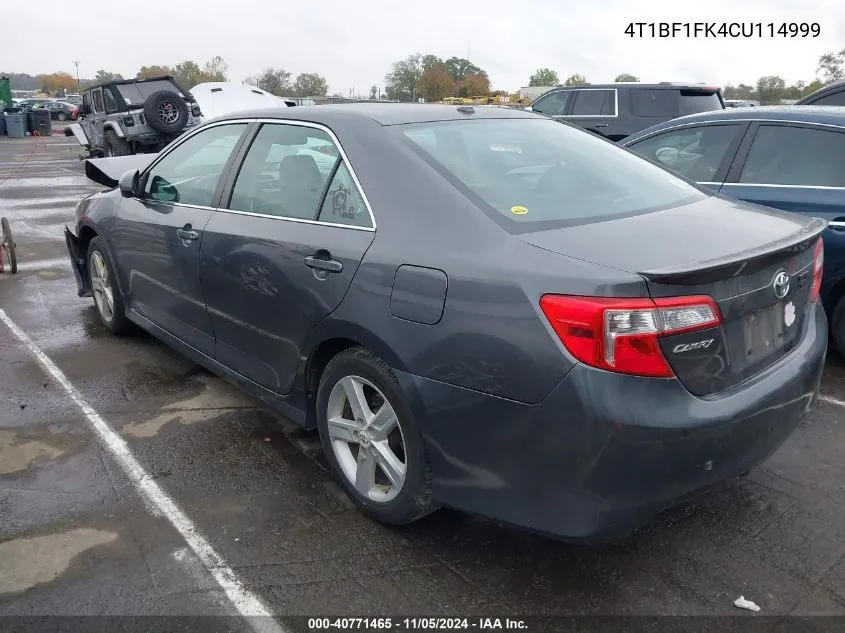 2012 Toyota Camry Se VIN: 4T1BF1FK4CU114999 Lot: 40771465