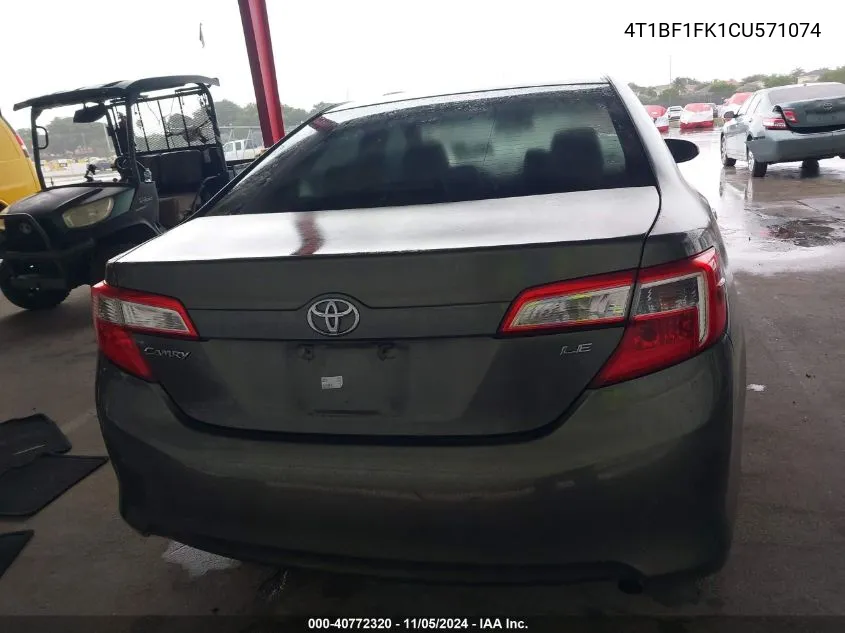 2012 Toyota Camry Le VIN: 4T1BF1FK1CU571074 Lot: 40772320