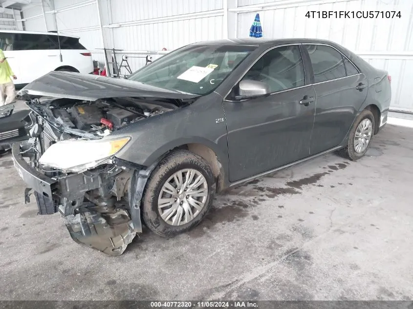 2012 Toyota Camry Le VIN: 4T1BF1FK1CU571074 Lot: 40772320