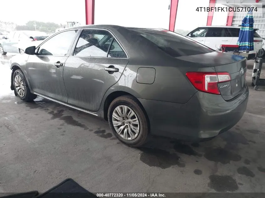 2012 Toyota Camry Le VIN: 4T1BF1FK1CU571074 Lot: 40772320