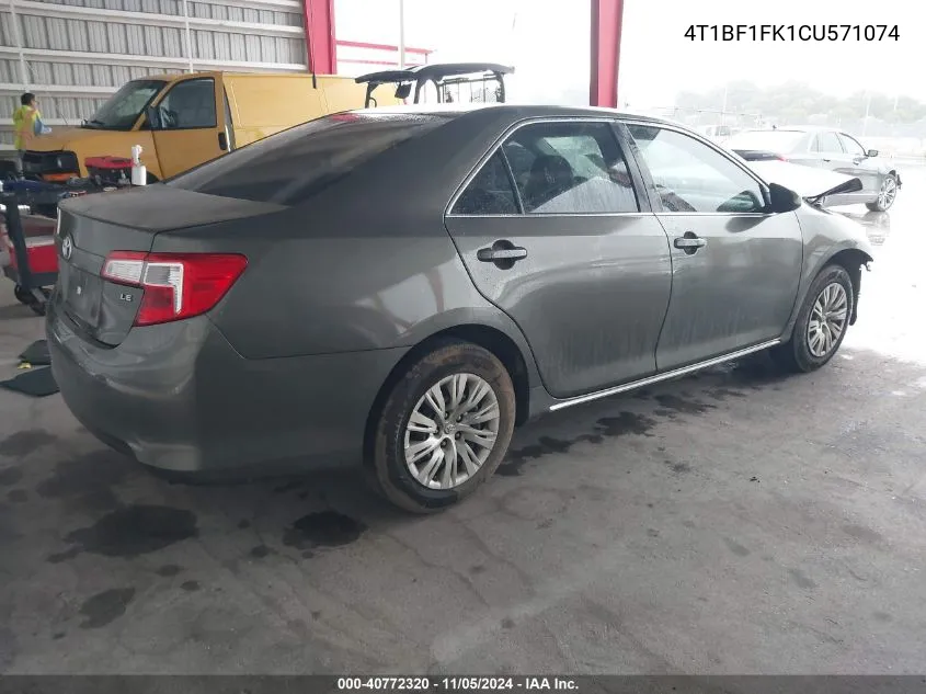 2012 Toyota Camry Le VIN: 4T1BF1FK1CU571074 Lot: 40772320