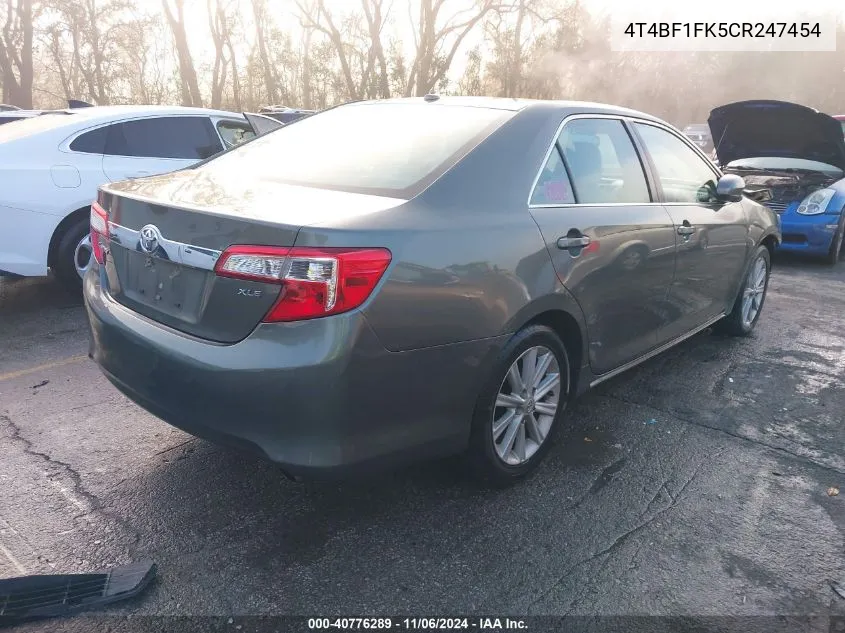 2012 Toyota Camry Xle VIN: 4T4BF1FK5CR247454 Lot: 40776289