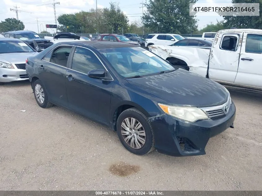 2012 Toyota Camry L VIN: 4T4BF1FK9CR216465 Lot: 40776678