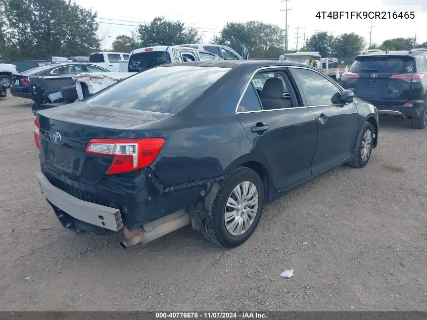 2012 Toyota Camry L VIN: 4T4BF1FK9CR216465 Lot: 40776678