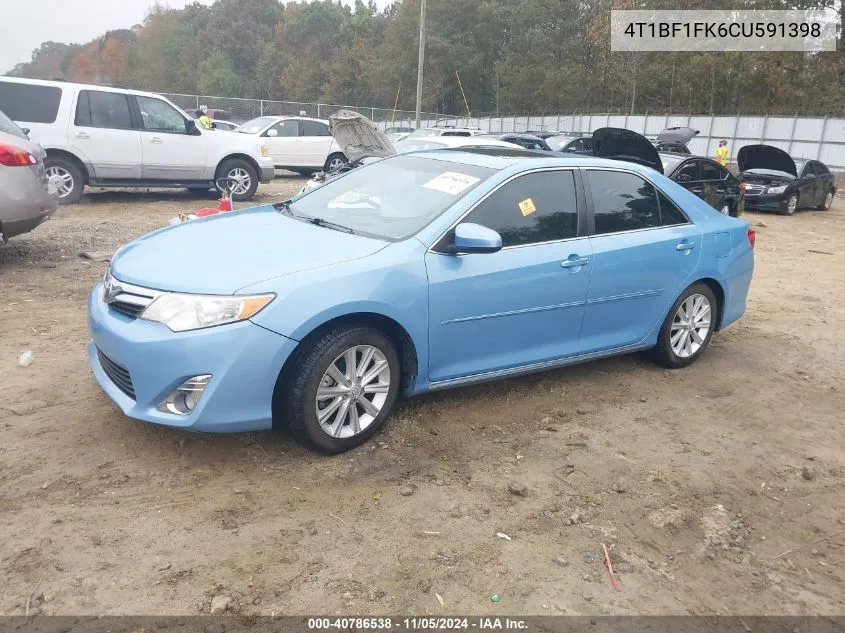 2012 Toyota Camry Xle VIN: 4T1BF1FK6CU591398 Lot: 40786538