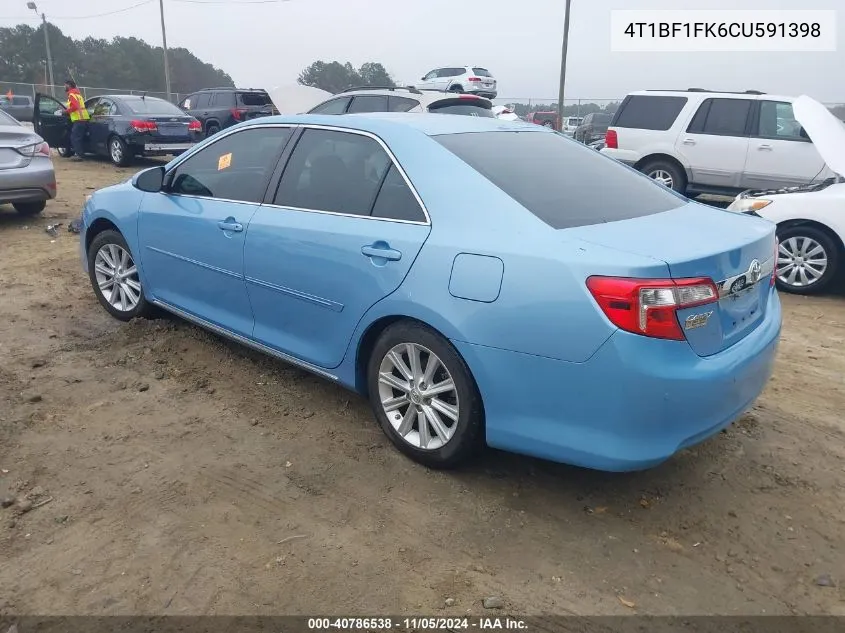 2012 Toyota Camry Xle VIN: 4T1BF1FK6CU591398 Lot: 40786538