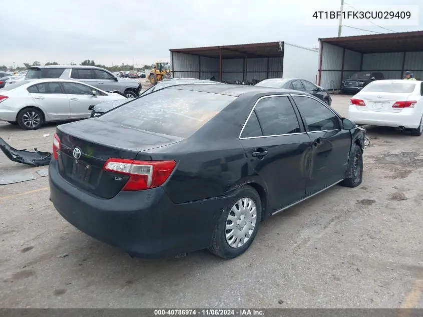 2012 Toyota Camry Le VIN: 4T1BF1FK3CU029409 Lot: 40786974