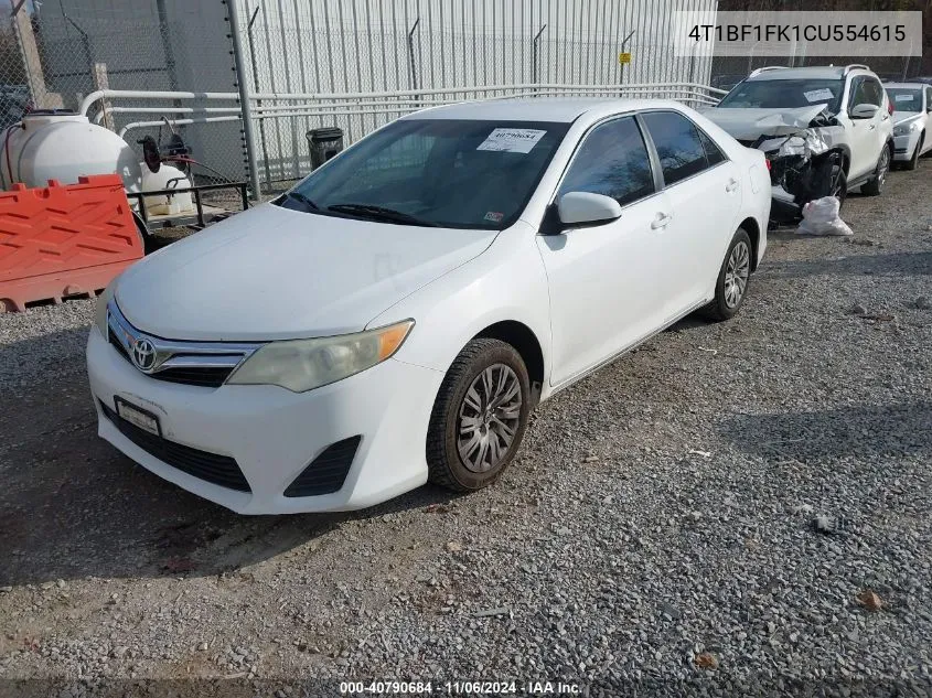 2012 Toyota Camry Le VIN: 4T1BF1FK1CU554615 Lot: 40790684