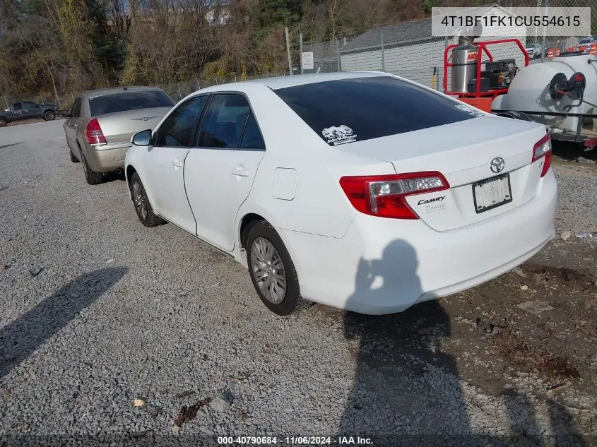 2012 Toyota Camry Le VIN: 4T1BF1FK1CU554615 Lot: 40790684