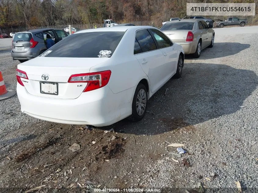 2012 Toyota Camry Le VIN: 4T1BF1FK1CU554615 Lot: 40790684