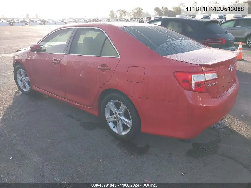 2012 Toyota Camry Se VIN: 4T1BF1FK4CU613088 Lot: 40791043